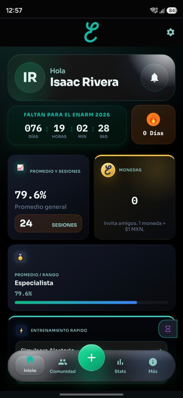 ENARMax en telefono con vista movil del simulador